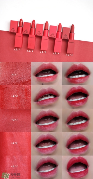 3ce red recipe紅色系列口紅色號_試色圖 3ce red recipe紅色系列口紅色號_試色圖