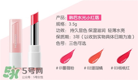 韓后小紅唇水誘唇膏色號_試色圖大全