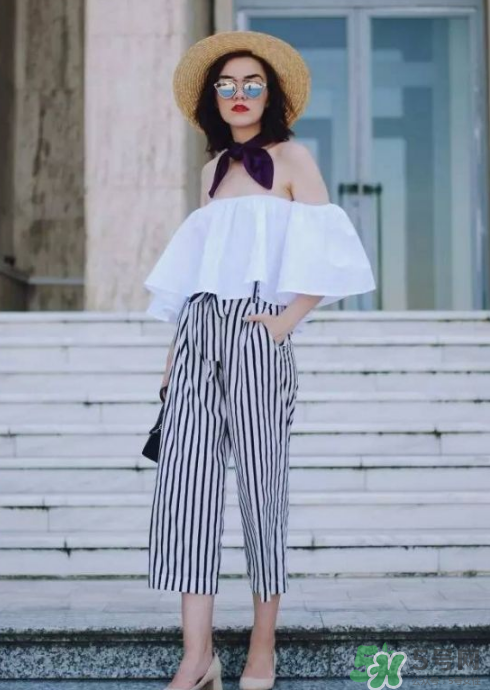 條紋闊腿褲配什么上衣？條紋闊腿褲搭配上衣圖片