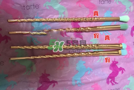 tarte獨角獸化妝刷真假辨別對比圖 tarte獨角獸化妝刷真假辨別對比圖
