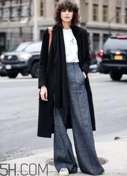 闊腿褲配大衣好看嗎？冬天闊腿褲配大衣圖片