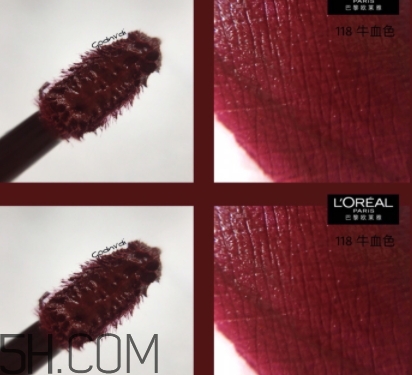 歐萊雅唇釉118牛血色試色 歐萊雅唇釉118牛血色試色