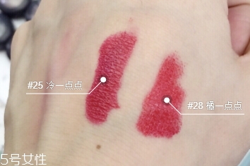 嬌蘭寶石口紅25還是28？兩款冰冰紅大比拼