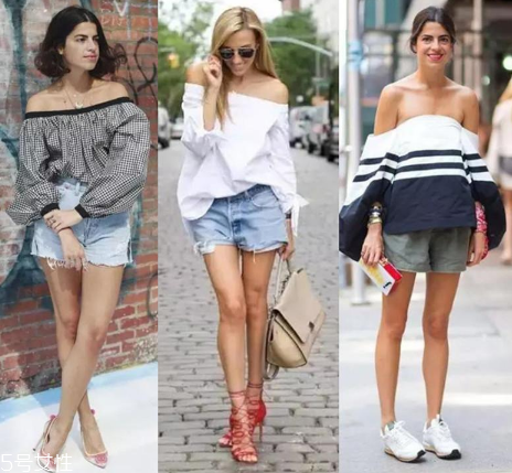 一字肩衣服配什么褲子？一字肩上衣搭配褲子圖片