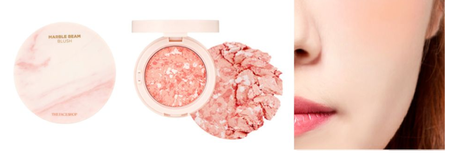 菲詩(shī)小鋪大理石腮紅試色 4個(gè)色號(hào)上臉圖
