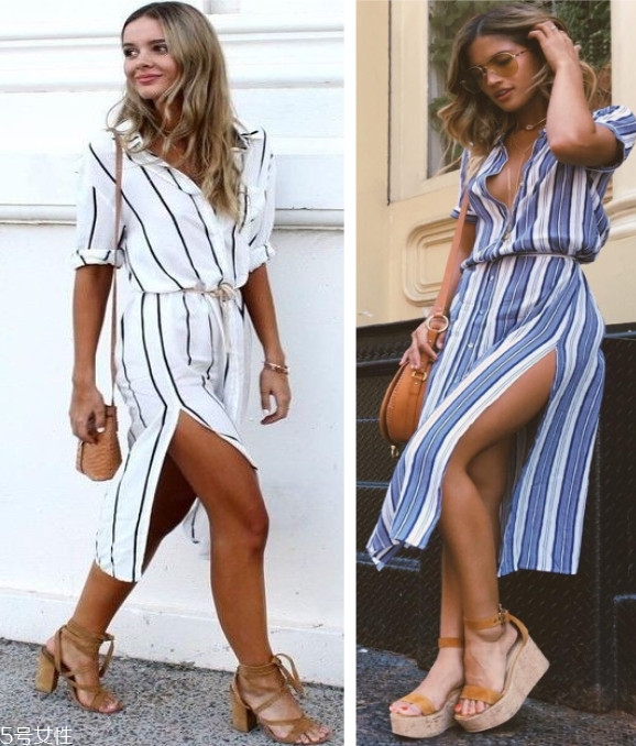 條紋襯衫裙圖片欣賞 條紋襯衫裙怎么搭配 條紋襯衫裙圖片欣賞 條紋襯衫裙怎么搭配