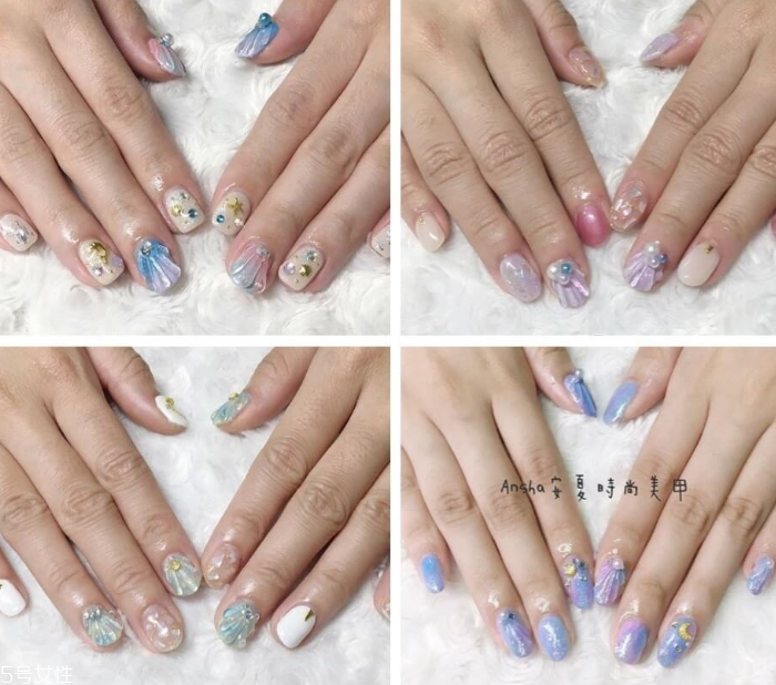 貝殼美甲圖片2022新款式夏天 俏皮又仙氣的4款貝殼指甲 貝殼美甲圖片2022新款式夏天 俏皮又仙氣的4款貝殼指甲