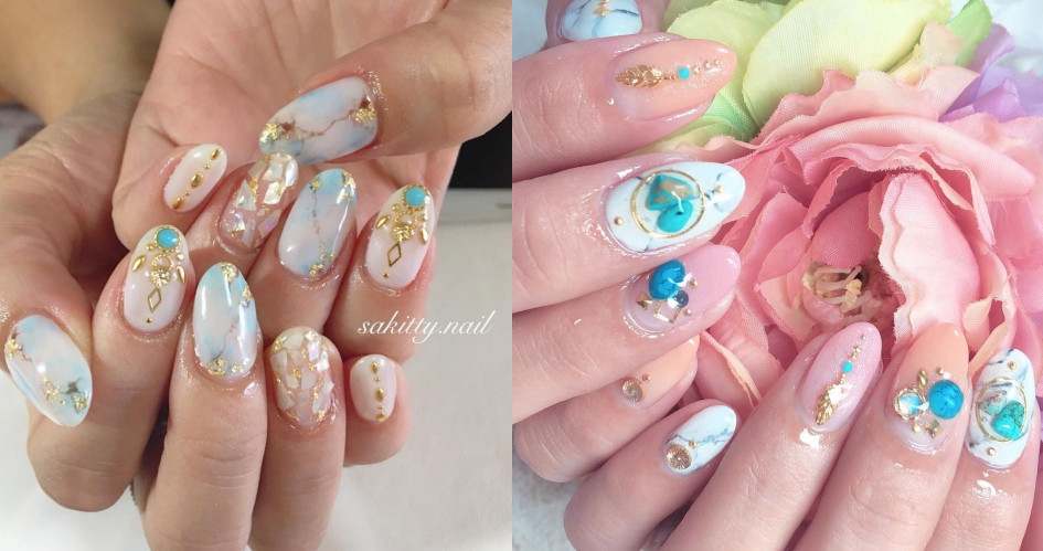 大理石暈染美甲圖片 60款暈染大理石美甲圖片 大理石暈染美甲圖片 60款暈染大理石美甲圖片