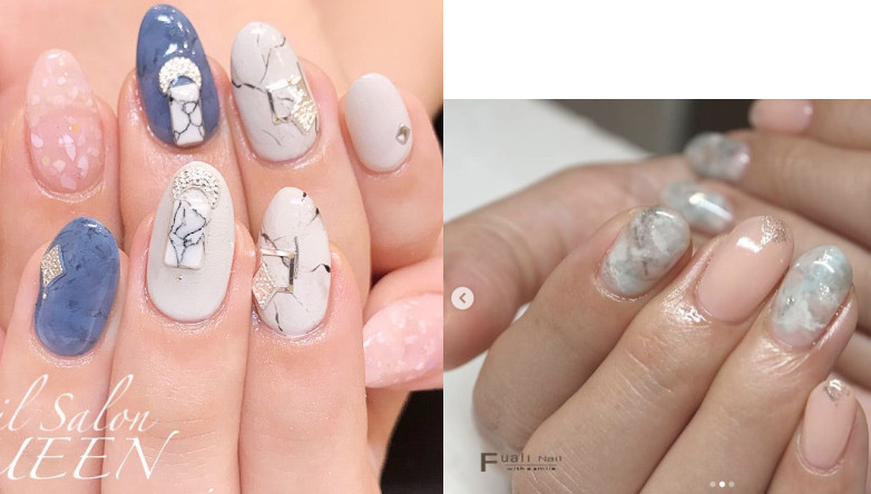 大理石暈染美甲圖片 60款暈染大理石美甲圖片 大理石暈染美甲圖片 60款暈染大理石美甲圖片