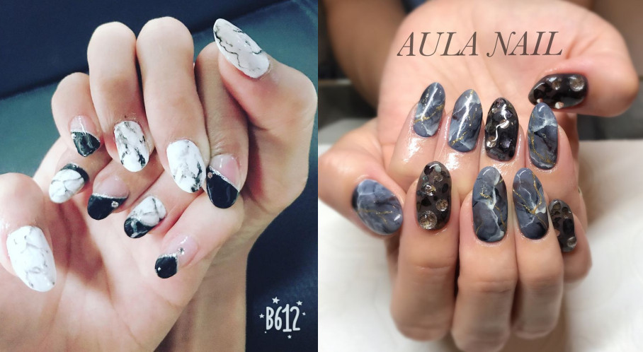 大理石暈染美甲圖片 60款暈染大理石美甲圖片 大理石暈染美甲圖片 60款暈染大理石美甲圖片
