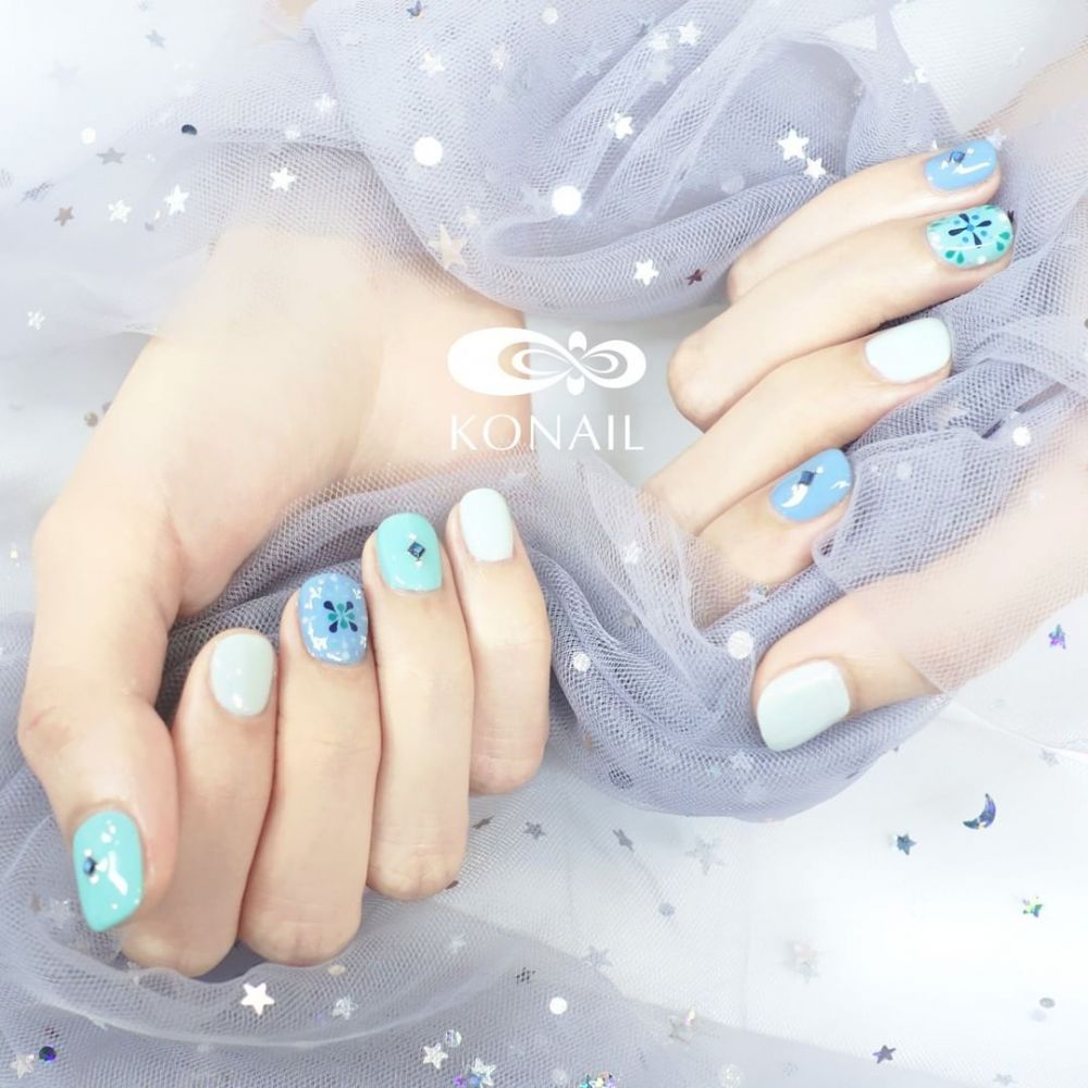 小清新藍色系美甲圖片大全 小清新藍色系美甲圖片大全