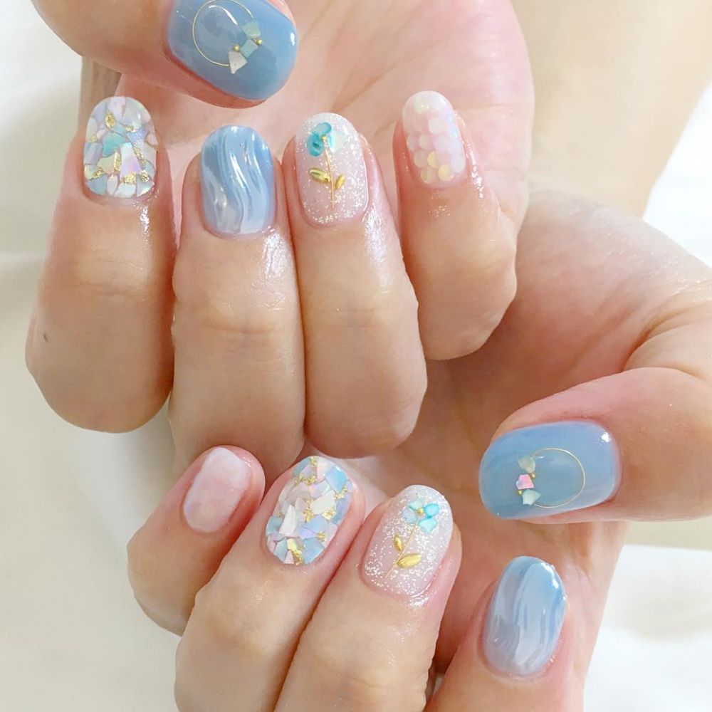 小清新藍色系美甲圖片大全 小清新藍色系美甲圖片大全