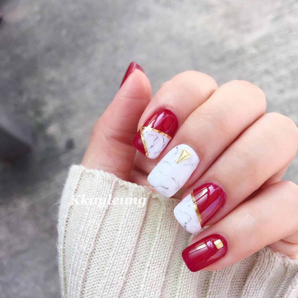 楓葉紅美甲圖片 冬季美甲楓葉紅 楓葉紅美甲圖片 冬季美甲楓葉紅