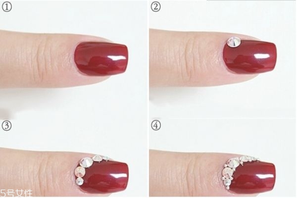 酒紅反法式美甲教程 紅色毛呢美甲教程 酒紅反法式美甲教程 紅色毛呢美甲教程