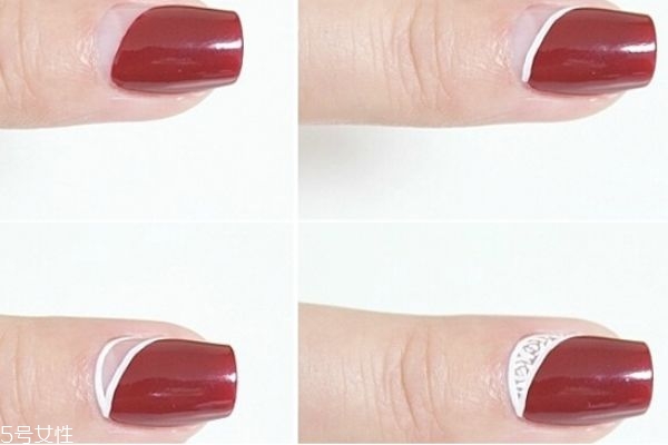 酒紅反法式美甲教程 紅色毛呢美甲教程 酒紅反法式美甲教程 紅色毛呢美甲教程
